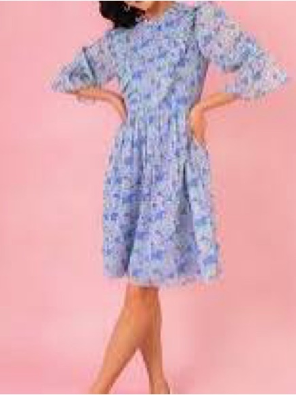 NWT Ivy City Co. Monet Blue Pink Green Floral Ruffle Midi Dress Size 10